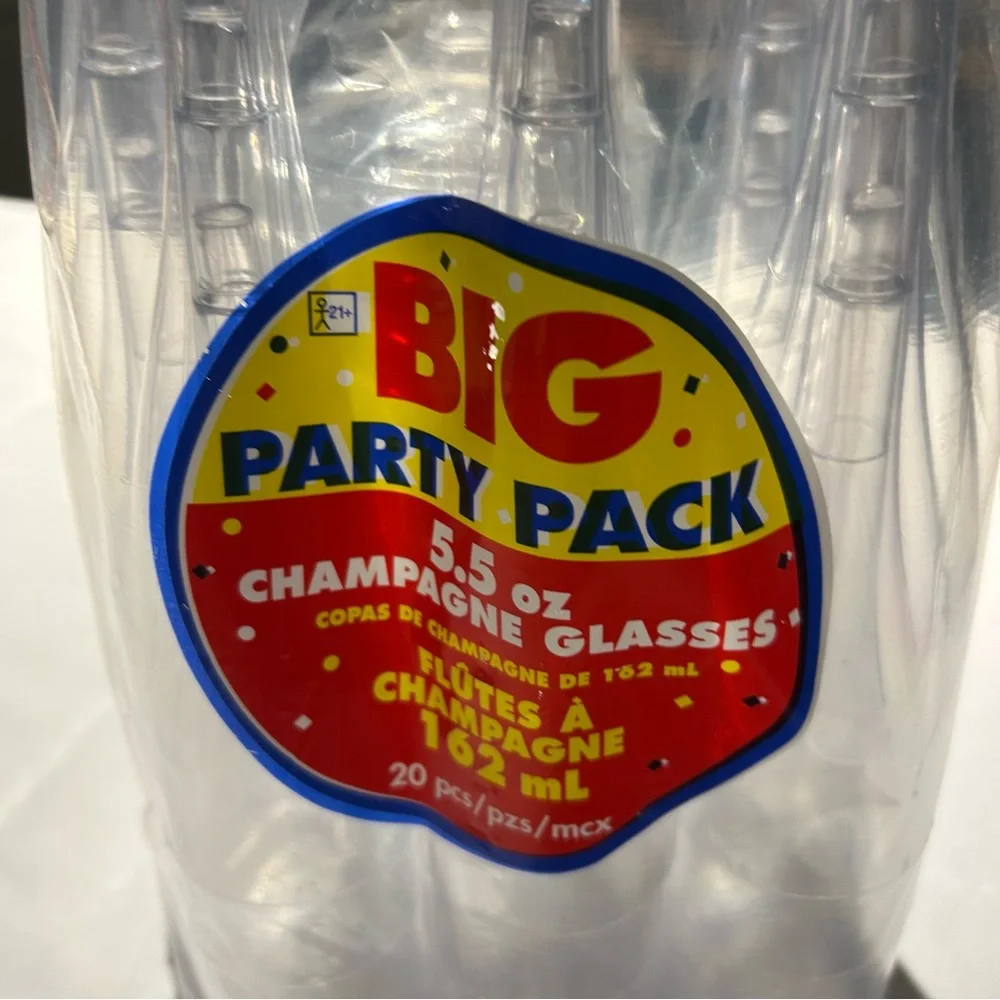 Champagne Flute 20 Pack 5.5 oz Disposable Glasses Plastic Champagne Glasses